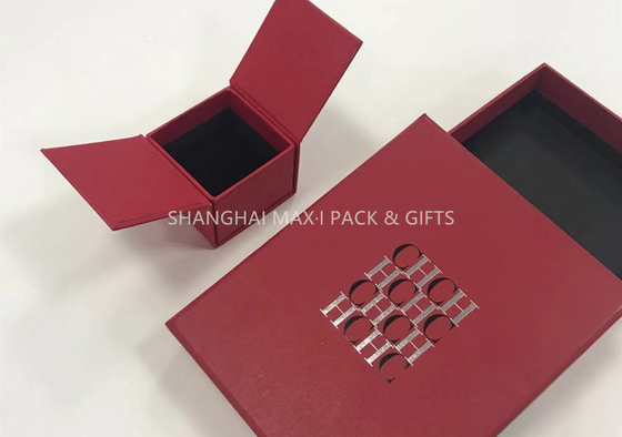 China Pouca guarda-joias extravagante vermelha para o papel de impressão do logotipo dos anéis somente que envolve 2 lados abertos fornecedor
